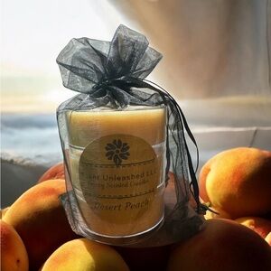 Desert Peach Scented Candle in Black Organza Bag